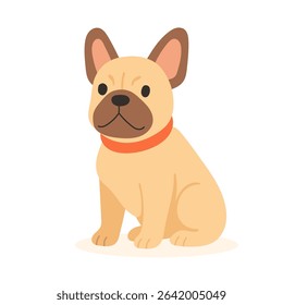 A charming French bulldog sits in a relaxed pose, looking at the viewer with playful curiosity