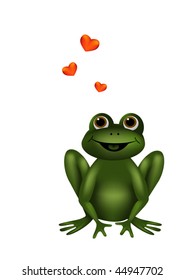 Charming frog dreaming of love. Drawn with gradient meshes.