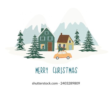 Charming and fun winter village illustrations