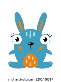 Charming funny bunny, symbol 2023. New Year's rabbit, Chinese horoscope. Easter Bunny in a flat style, hand-drawn. Vector illustration isolated on a white background