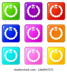 Charming gemstone bracelet icons set 9 color collection isolated on white for any design