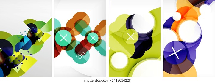 Charming geometric abstract posters. Mesmerizing set of circles, each design a harmonious blend of form and color. Elevate your design with modern, visually striking art
