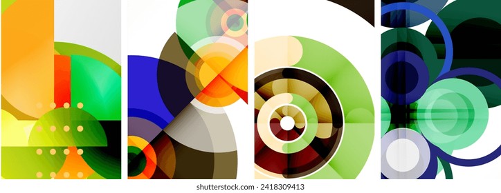 Charming geometric abstract posters. Mesmerizing set of circles, each design a harmonious blend of form and color. Elevate your design with modern, visually striking art