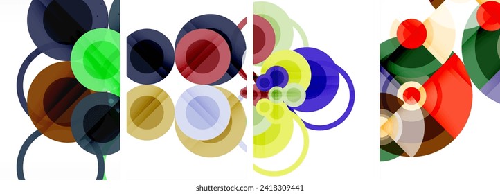 Charming geometric abstract posters. Mesmerizing set of circles, each design a harmonious blend of form and color. Elevate your design with modern, visually striking art