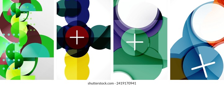 Charming geometric abstract posters. Mesmerizing set of circles, each design a harmonious blend of form and color. Elevate your design with modern, visually striking art