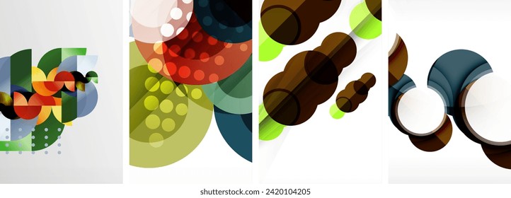 Charming geometric abstract posters. Mesmerizing set of circles, each design a harmonious blend of form and color. Elevate your design with modern, visually striking art