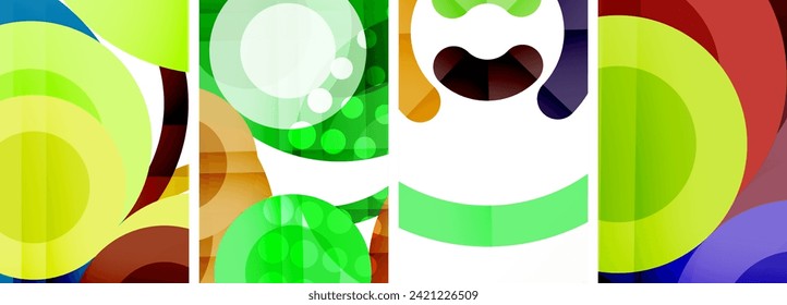 Charming geometric abstract posters. Mesmerizing set of circles, each design a harmonious blend of form and color. Elevate your design with modern, visually striking art