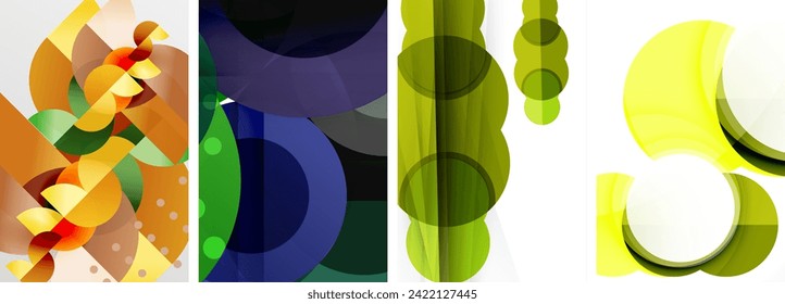 Charming geometric abstract posters. Mesmerizing set of circles, each design a harmonious blend of form and color. Elevate your design with modern, visually striking art