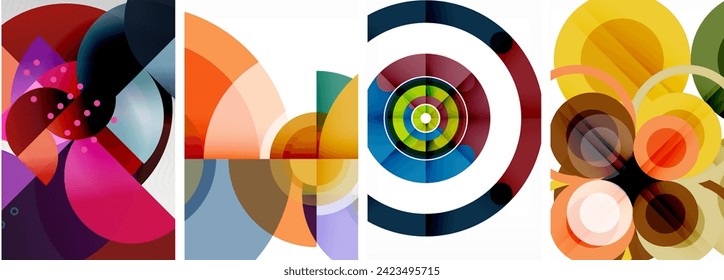 Charming geometric abstract posters. Mesmerizing set of circles, each design a harmonious blend of form and color. Elevate your design with modern, visually striking art
