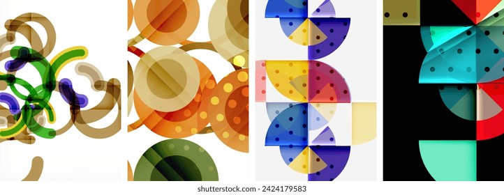 Charming geometric abstract posters. Mesmerizing set of circles, each design a harmonious blend of form and color. Elevate your design with modern, visually striking art