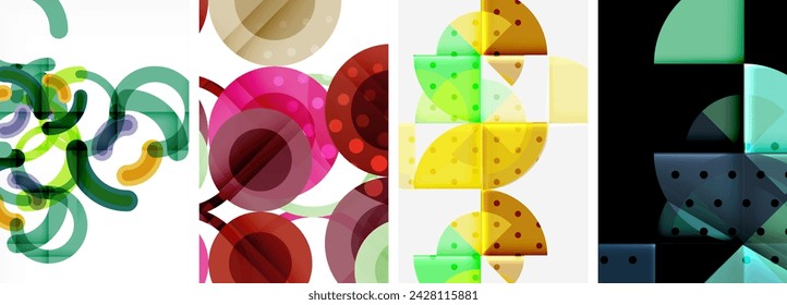 Charming geometric abstract posters. Mesmerizing set of circles, each design a harmonious blend of form and color. Elevate your design with modern, visually striking art
