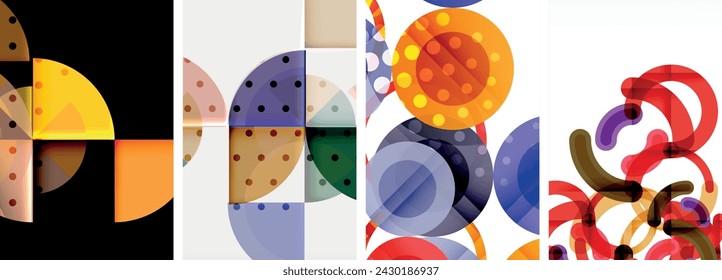 Charming geometric abstract posters. Mesmerizing set of circles, each design a harmonious blend of form and color. Elevate your design with modern, visually striking art