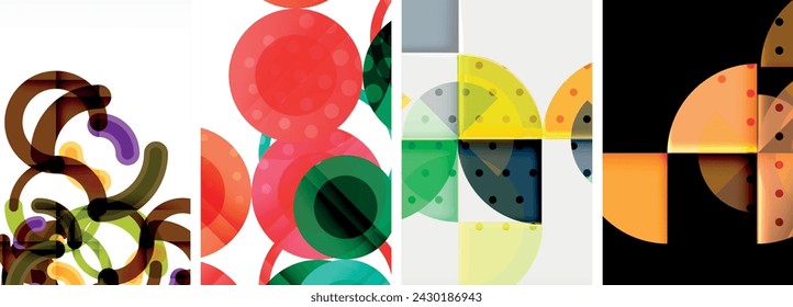 Charming geometric abstract posters. Mesmerizing set of circles, each design a harmonious blend of form and color. Elevate your design with modern, visually striking art