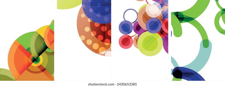 Charming geometric abstract posters. Mesmerizing set of circles, each design a harmonious blend of form and color. Elevate your design with modern, visually striking art