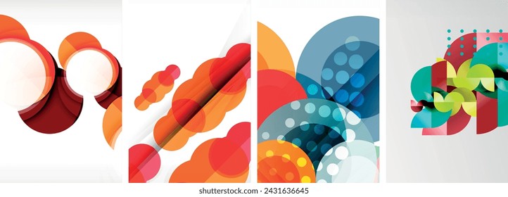 Charming geometric abstract posters. Mesmerizing set of circles, each design a harmonious blend of form and color. Elevate your design with modern, visually striking art