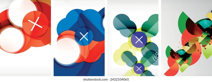 Charming geometric abstract posters. Mesmerizing set of circles, each design a harmonious blend of form and color. Elevate your design with modern, visually striking art