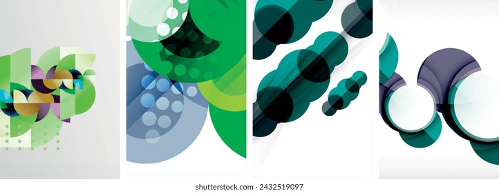 Charming geometric abstract posters. Mesmerizing set of circles, each design a harmonious blend of form and color. Elevate your design with modern, visually striking art