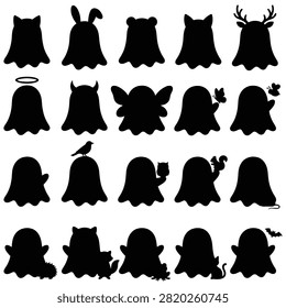 Charming ghost outlines transformed into adorable animal characters and forest dwellers. Unique and whimsical.
