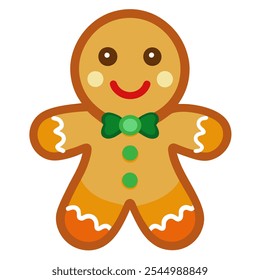 A charming gingerbread cookie illustration with festive icing, ideal for holiday themes and cozy winter designs with a sweet touch.