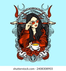 charming girl illustration illustration for t shirt design