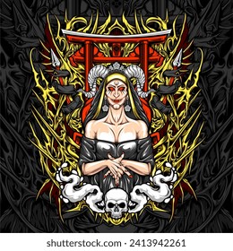 charming girl illustration for t shirt design
