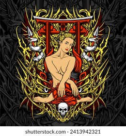 charming girl illustration for t shirt design