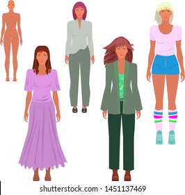 charming girls in vector cute faces