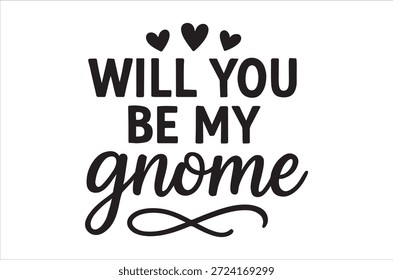 Encantadora mensagem de proposta do Gnome com corações no fundo branco