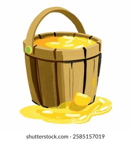 A charming, golden nectar filled bucket illustration. Perfect for small business branding, packaging designs, and product labels.