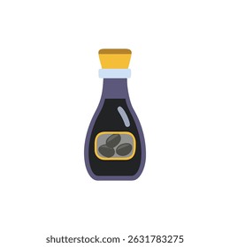 Uma representação gráfica encantadora de uma garrafa de molho de soja ideal para receitas e pratos asiáticos.