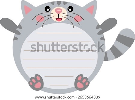 Charming Gray Cat Round Notepaper Design
