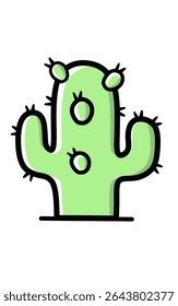 Charming green cactus vector illustration. Perfect for desert themes, nature designs, or adding a cute, spiky touch to your projects