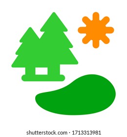 charming green hills there are green trees. with very beautiful sunshine