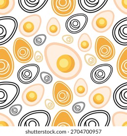 Charming half boiled egg seamless pattern