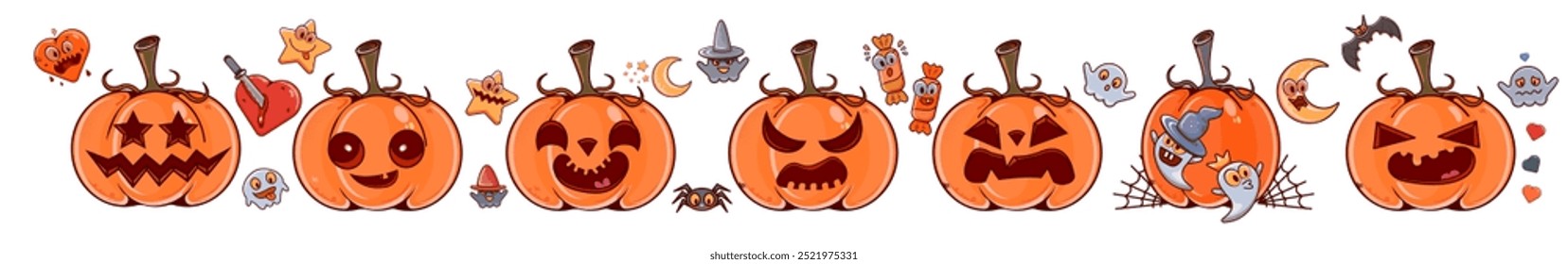 Charmoso Halloween abóboras com uma deliciosa variedade de desenhos caprichosos e divertidos para desfrutar