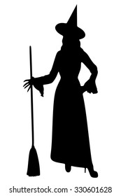 Charming halloween witch with broom