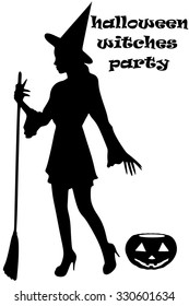 Charming halloween witch with broom