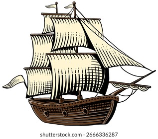 Uma ilustração encantadora de barco desenhado à mão que se destaca com sua arte única.