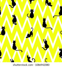 Charming hand drawn cats design seamless pattern vector for prints on paper, fabric or objects