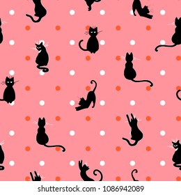 Charming hand drawn cats design seamless pattern vector for prints on paper, fabric or objects