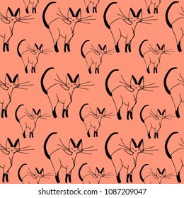 Charming hand drawn cats design seamless pattern vector for prints on paper, fabric or objects