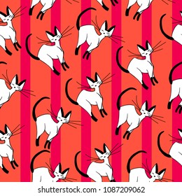 Charming hand drawn cats design seamless pattern vector for prints on paper, fabric or objects