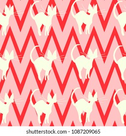 Charming hand drawn cats design seamless pattern vector for prints on paper, fabric or objects