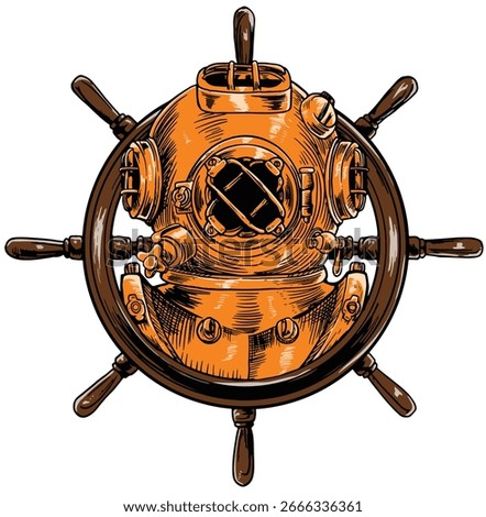 A charming hand drawn diver vector illustration that stands out with its unique artistry.