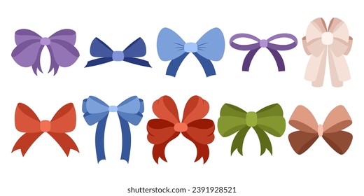 Charming Hand Drawn Flat Ribbons. Bowknots Perfect for Decorating. 