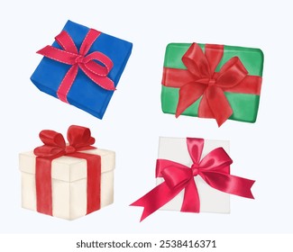 Charming hand drawn watercolor Christmas gift illustration, ideal for holiday decor and festive projects. This cute present captures the spirit of Christmas with vibrant colors and joyful details.