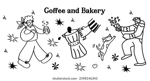 Charming hand-drawn breakfast vector icons! This collection includes adorable outline doodles of toast, smoothies, fruits, coffee, and other morning delights—great for menus, packaging, and cozy break