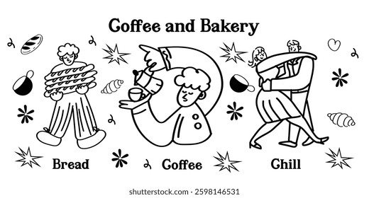 Charming hand-drawn breakfast vector icons! This collection includes adorable outline doodles of toast, smoothies, fruits, coffee, and other morning delights—great for menus, packaging, and cozy break