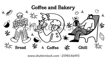 Charming hand-drawn breakfast vector icons! This collection includes adorable outline doodles of toast, smoothies, fruits, coffee, and other morning delights—great for menus, packaging, and cozy break