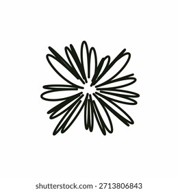 Eine charmante handgezeichnete Doodle-Illustration mit einem abstrakten Burst oder einem einfachen floralen Element, perfekt für künstlerisches Flair